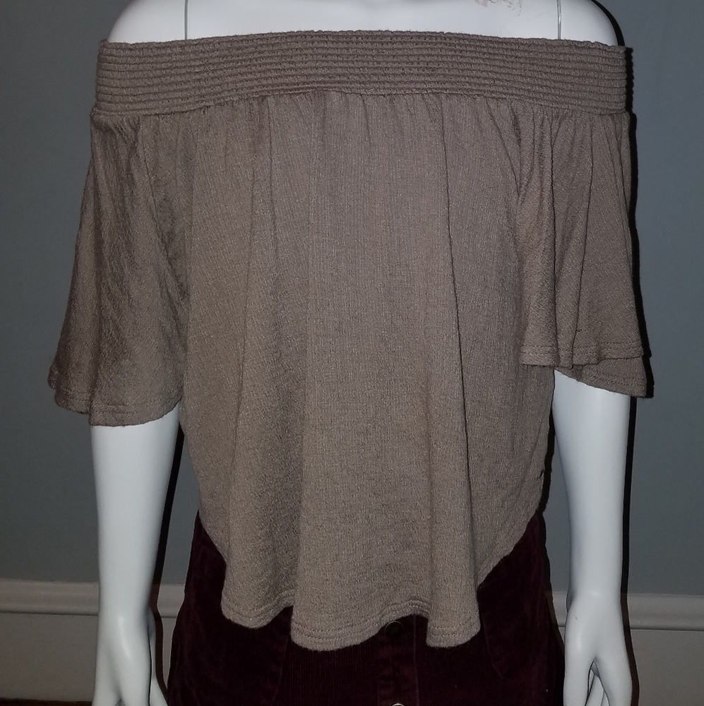 Grey off the shoulder crop top